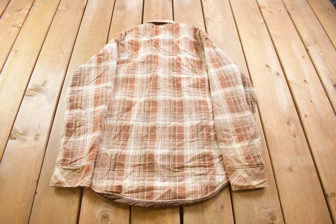 Vintage 1990s Cortefiel Diamond Quilt Lined Plaid Fall Button Up Jacket