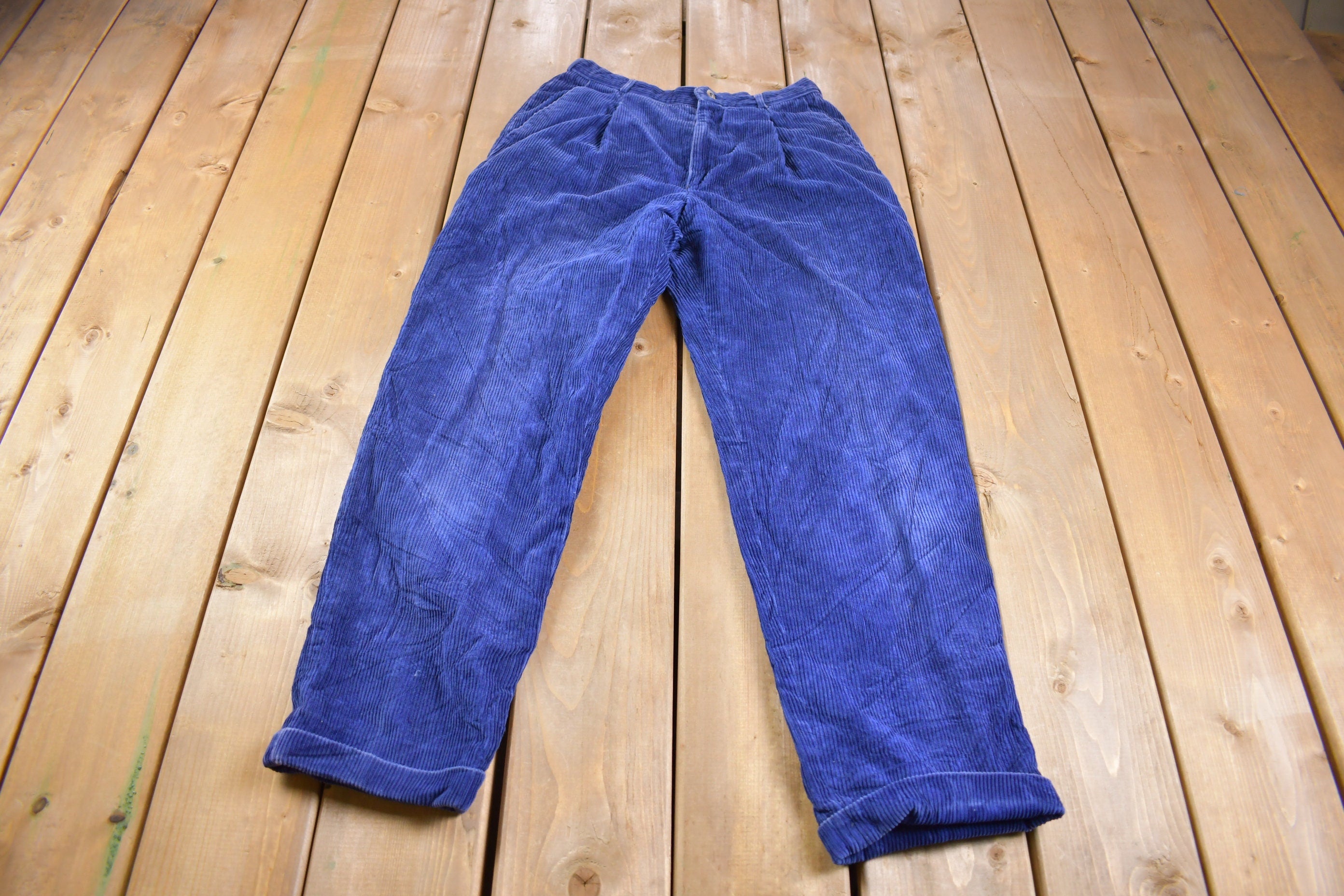 Vintage 1990s Cuffed Clipper Bay Corduroy Pants Size 26 x 28.5