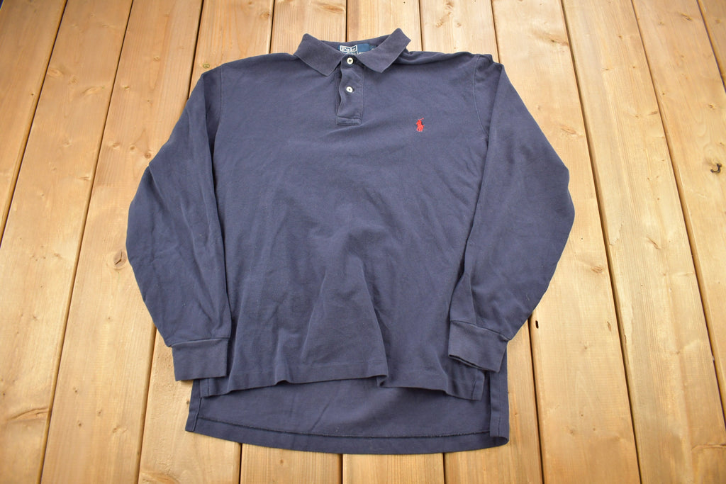 Vintage 1990s Polo Ralph Lauren Quarter Button Blue Shirt