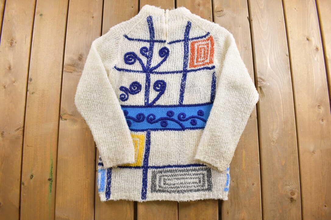 Vintage 1970s Miss Holly Abstract Cute Knitted Sweater