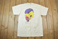 Vintage 1990s Pansies Flowers Maze Heavy Cotton Graphic T-Shirt
