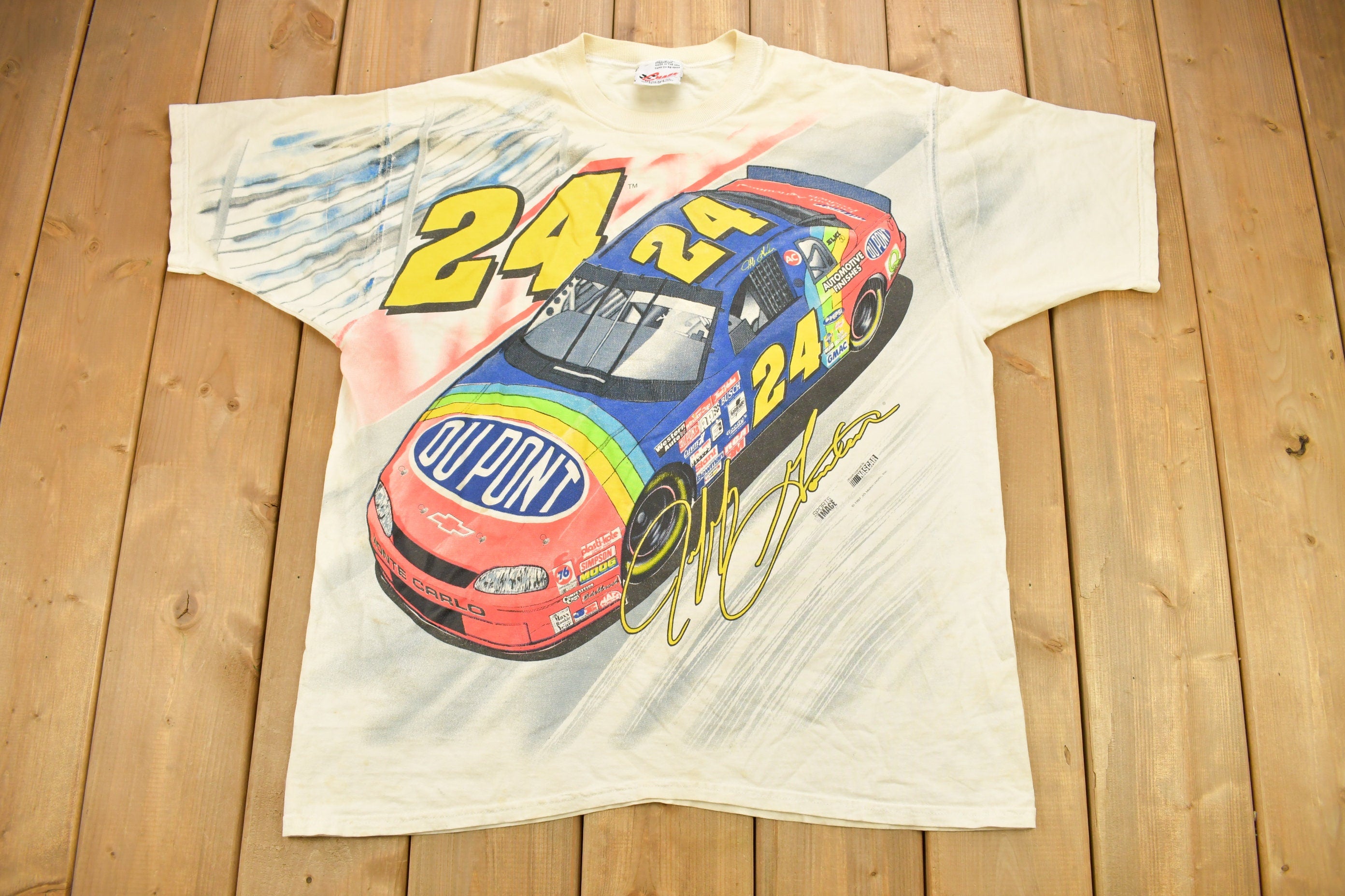 Vintage 1997 Jeff Gordon All Over Print NASCAR Racing T-Shirt