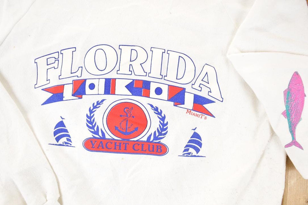 Vintage 1990s Florida Yacht Club Fish Sleeve Crewneck Sweatshirt Men's M
