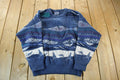Vintage 1990s Bella Wool Knit Abstract Pattern Crewneck Sweater