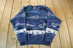 Vintage 1990s Bella Wool Knit Abstract Pattern Crewneck Sweater