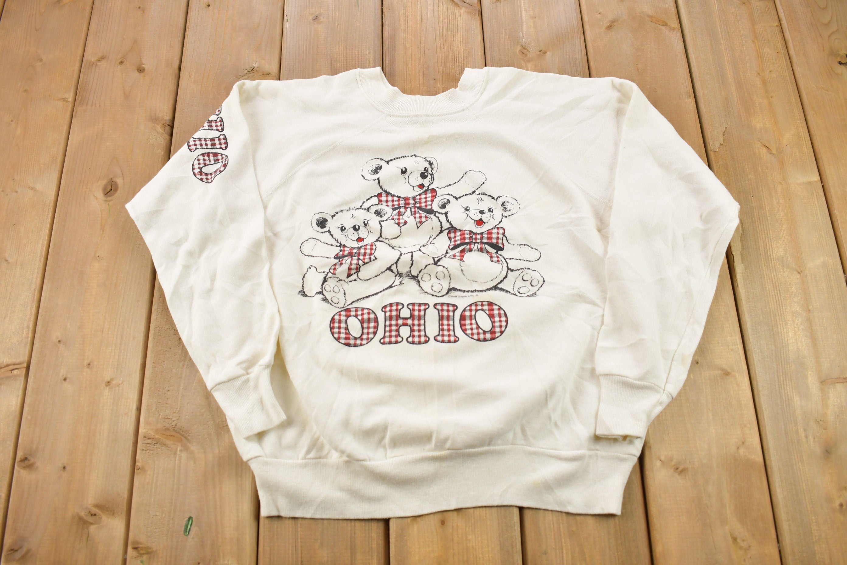 Vintage 1990s Ohio Teddy Bear Crewneck Sweatshirt
