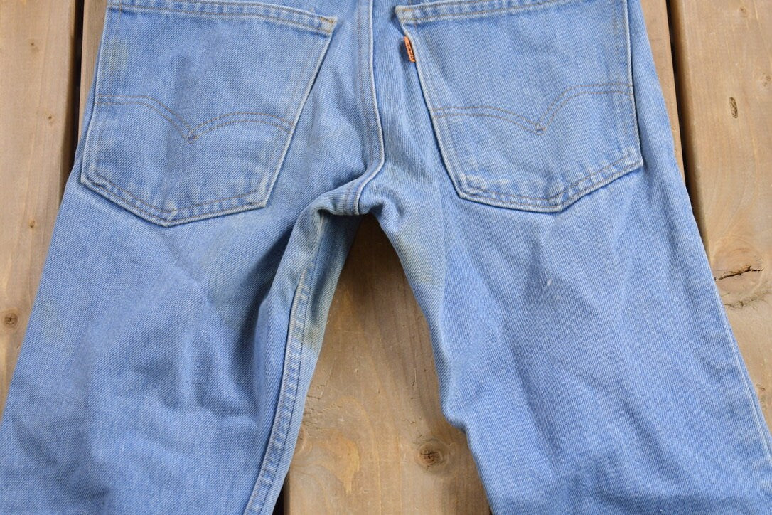 Vintage 1970s Levi's Orange Bell Bottom Flare Jeans Size 25 x 31