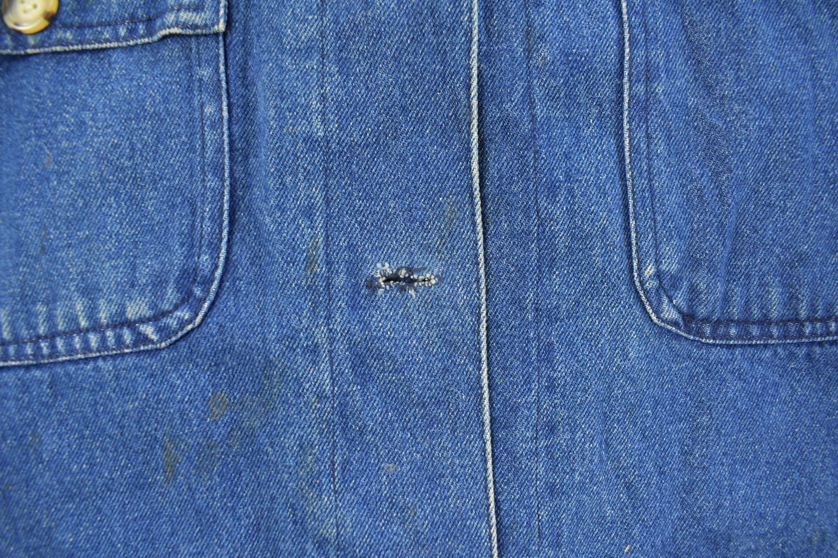Vintage 1990s Boundary Waters Plaid Lined Denim Jean Chore Coat Women's S