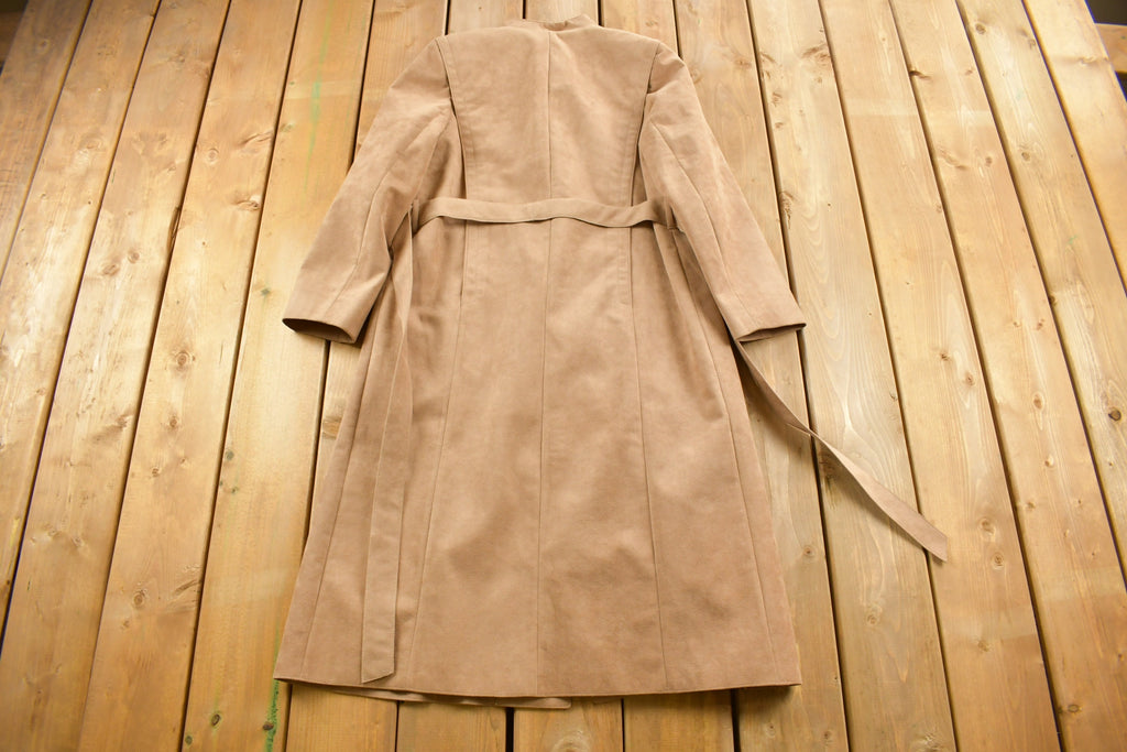 Vintage 1980s Olympic Suede Leather Trench Coat