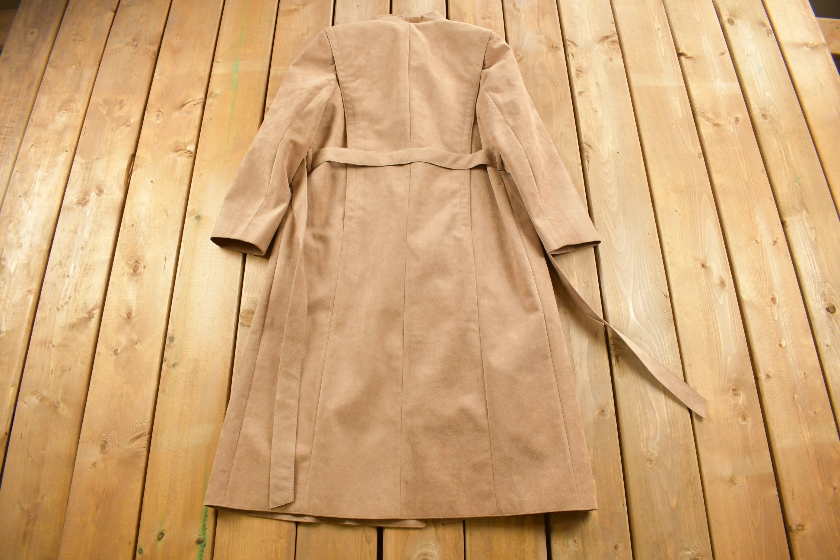 Vintage 1980s Olympic Suede Leather Trench Coat