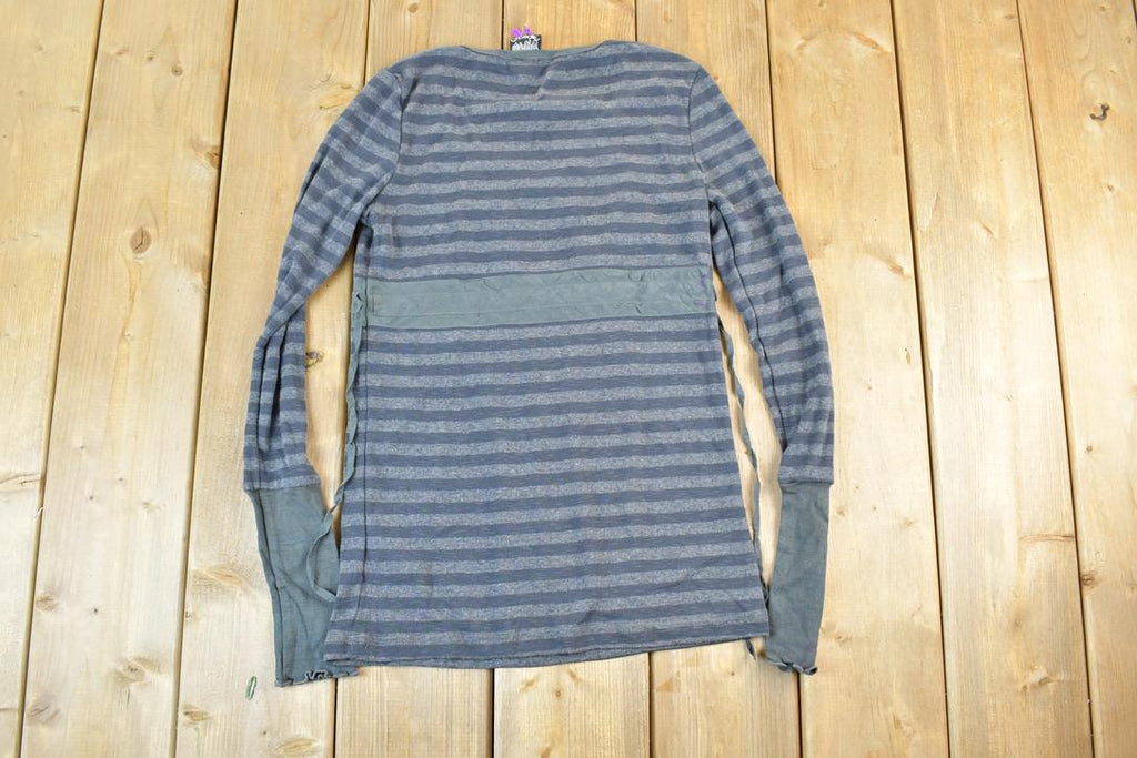 Women Vintage Vigoss Y2K Striped T-Shirt / Vigoss Grunge Skull Print / Contrast Stitch / Internet Famous Clothing / Over Dyed