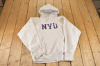 Vintage 1990s NYU Hoodie Cross Grain Hoodie Sweatshirt Men's M / NCAA College Spellout / 90s Heavyweight Collegiate Sweater