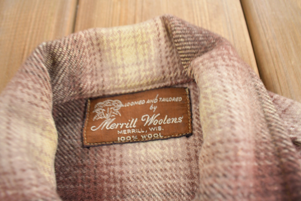 Vintage 1950s Merrill Woolens Shadow Plaid Wool Shacket