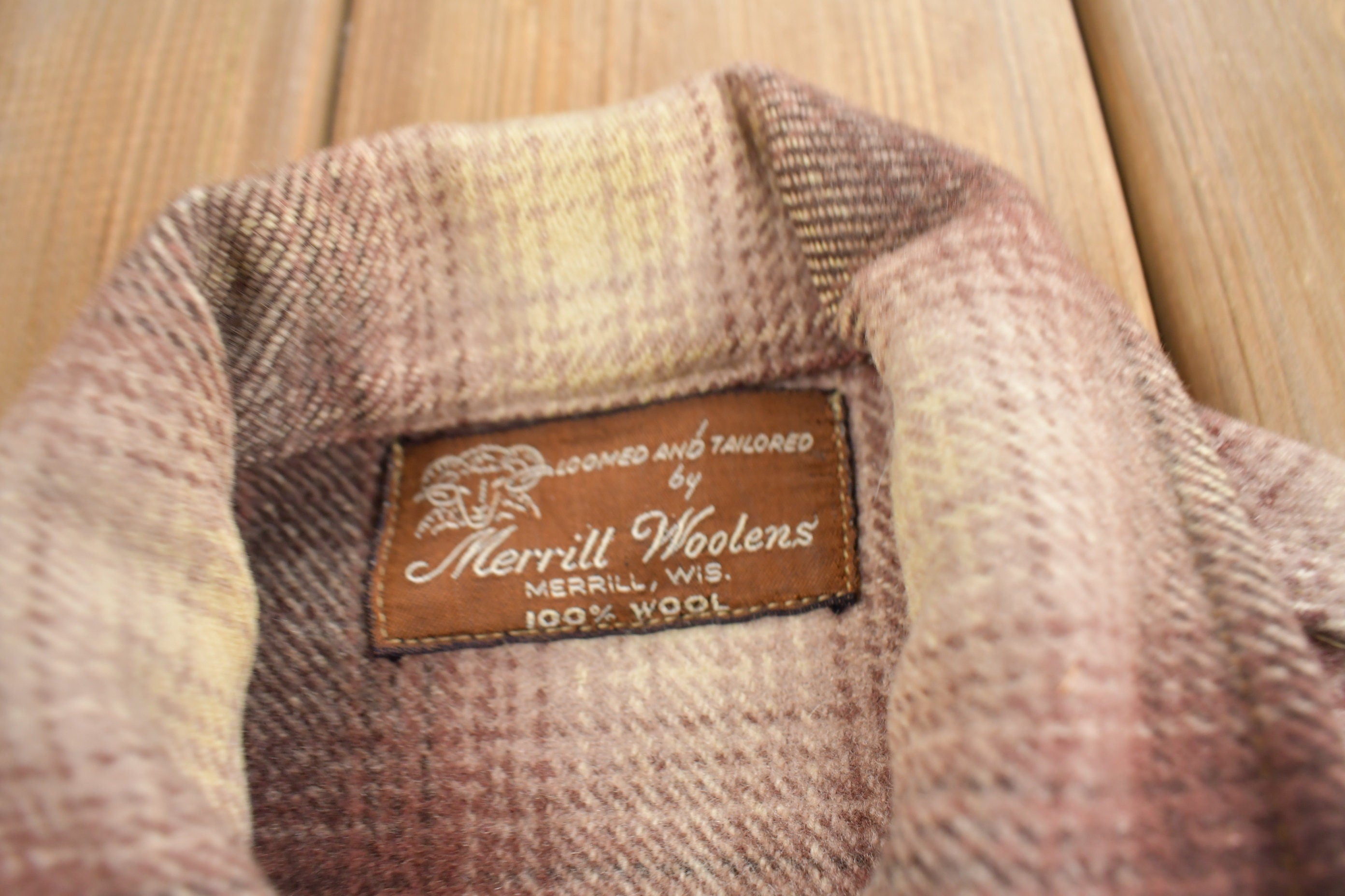 Vintage 1950s Merrill Woolens Shadow Plaid Wool Shacket