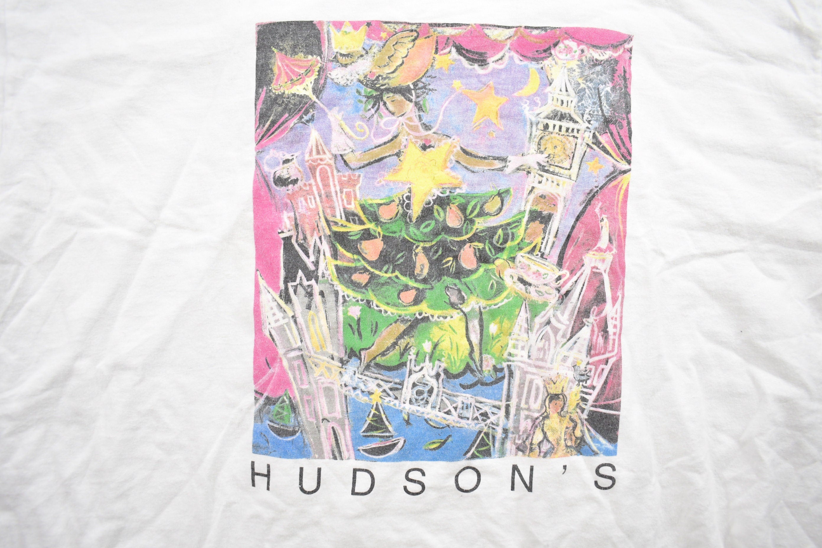 Vintage 1990s Hudson's Abstract London Bridge Graphic T Shirt