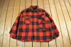 Vintage 1980s Wool Buffalo Plaid Button Up Shacket Men's XL