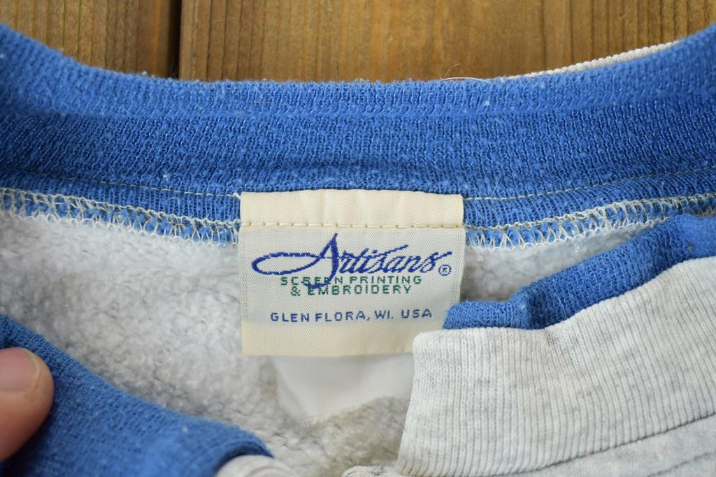 Vintage 1990s Artisans AOP Winter Theme Button Up Double Collar Souvenir Crewneck Sweatshirt