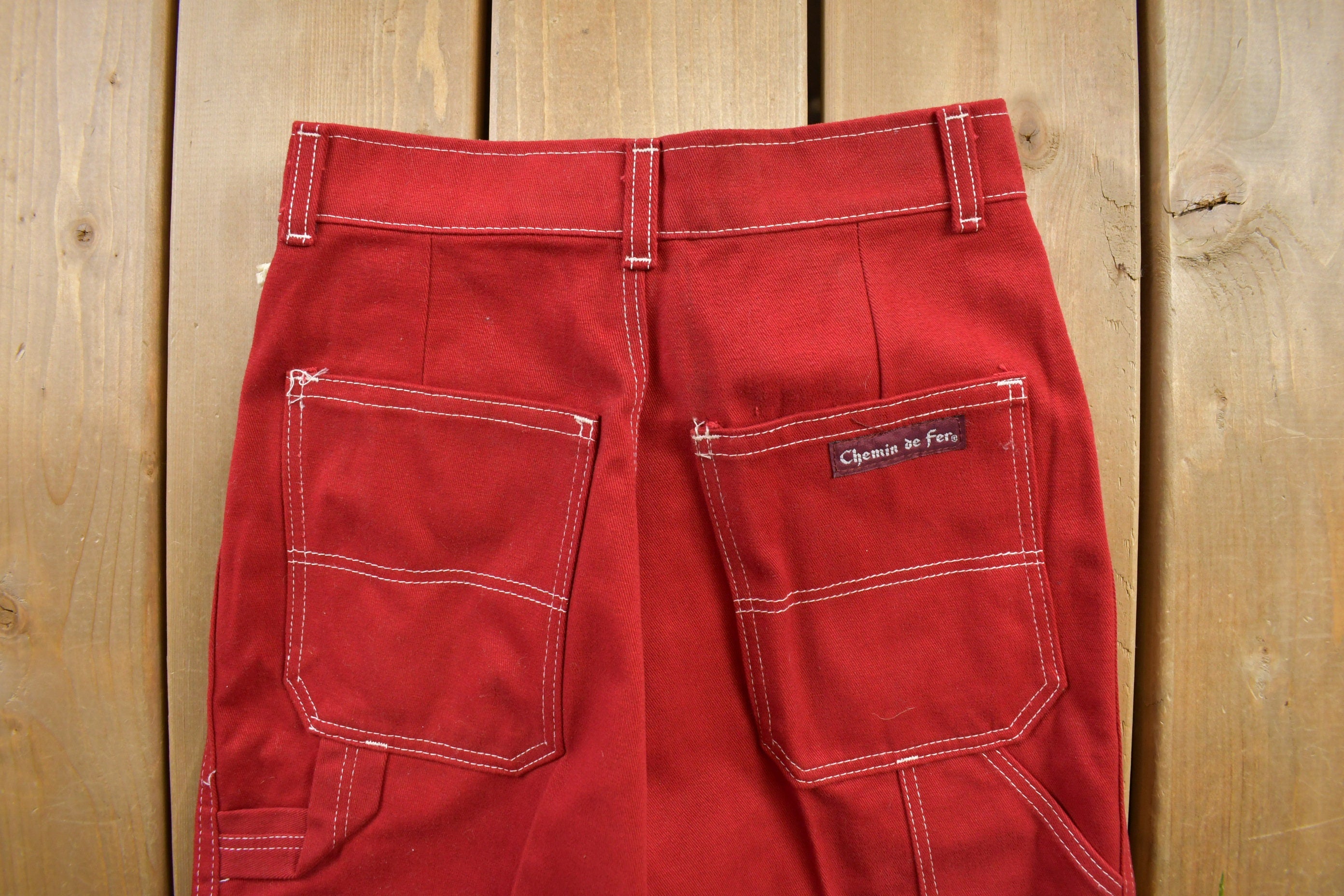 Vintage 1980s 'Chemin de fer' Red Pants 26x32