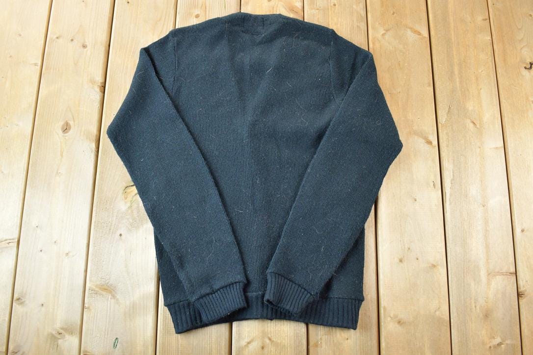 Vintage 1970s Sears Student Knit Perfect Mild Distress Cardigan Sweater Made In USA