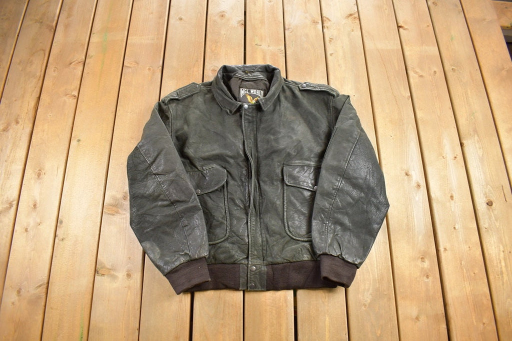 Vintage 1990s MGL World Leather Flight Jacket
