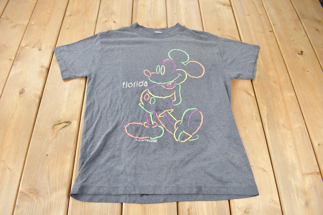Vintage 1970s Disney Mickey Mouse Florida Graphic T-Shirt Made In USA Single Stitch