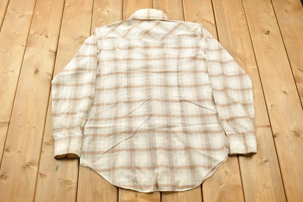 Vintage 1990s Apple Bee Plaid Western Flannel Button Up Shirt