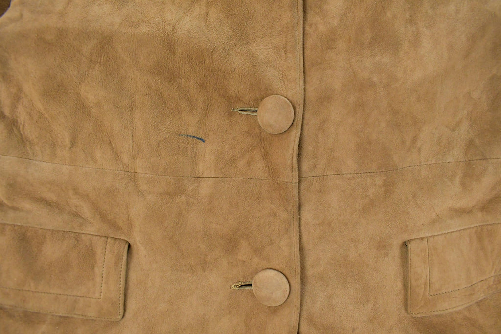 Vintage 1970s Suede Leather Wool Lined Blazer Jacket Women's Medium