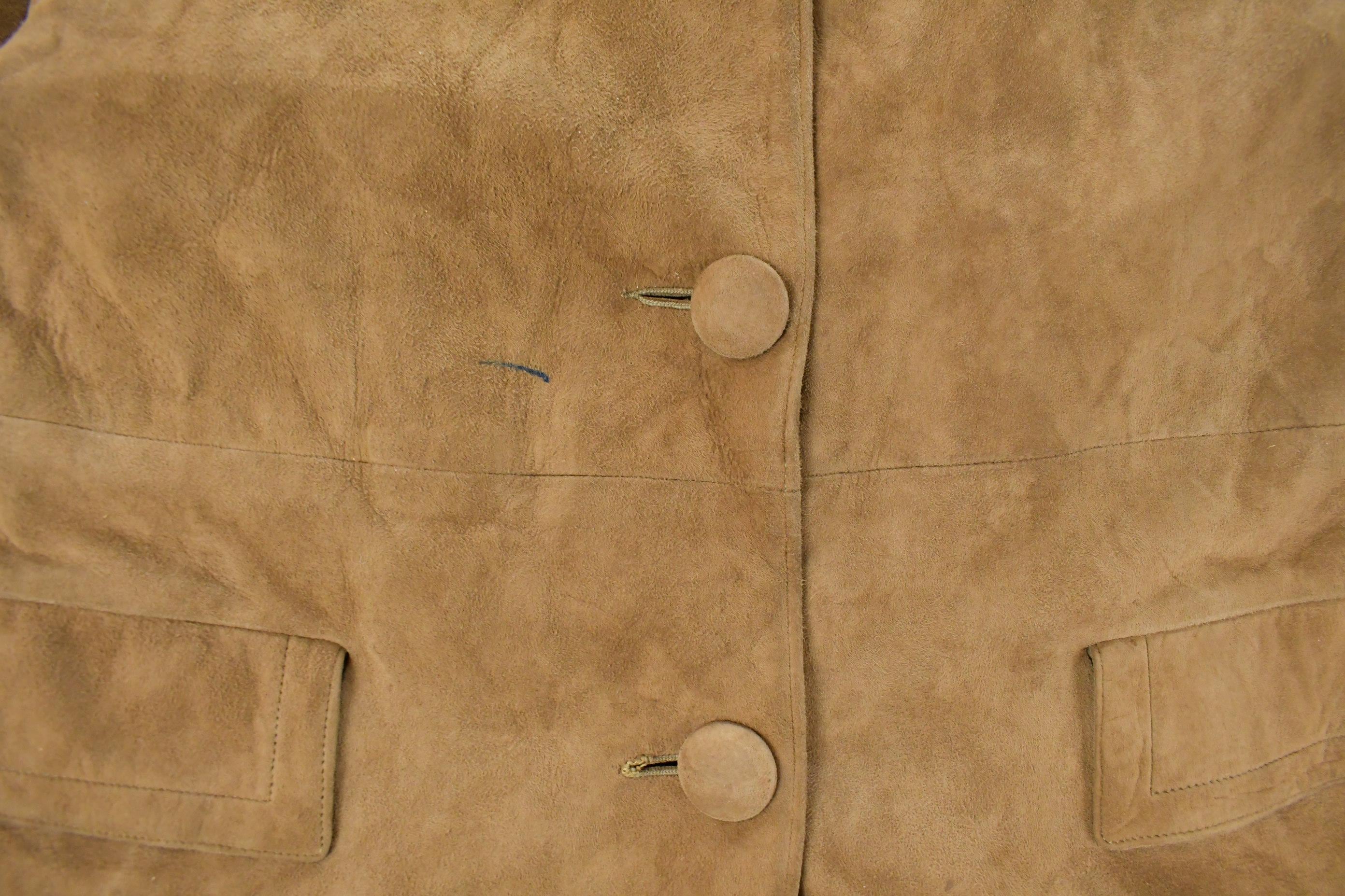 Vintage 1970s Suede Leather Wool Lined Blazer Jacket Women's Medium