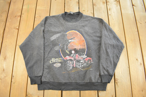 Vintage 1990s Harley Davidson Crewneck Sweatshirt Men's XL / 90s Crewneck / Biker Motorcycles / Vintage Harley / Sun Faded