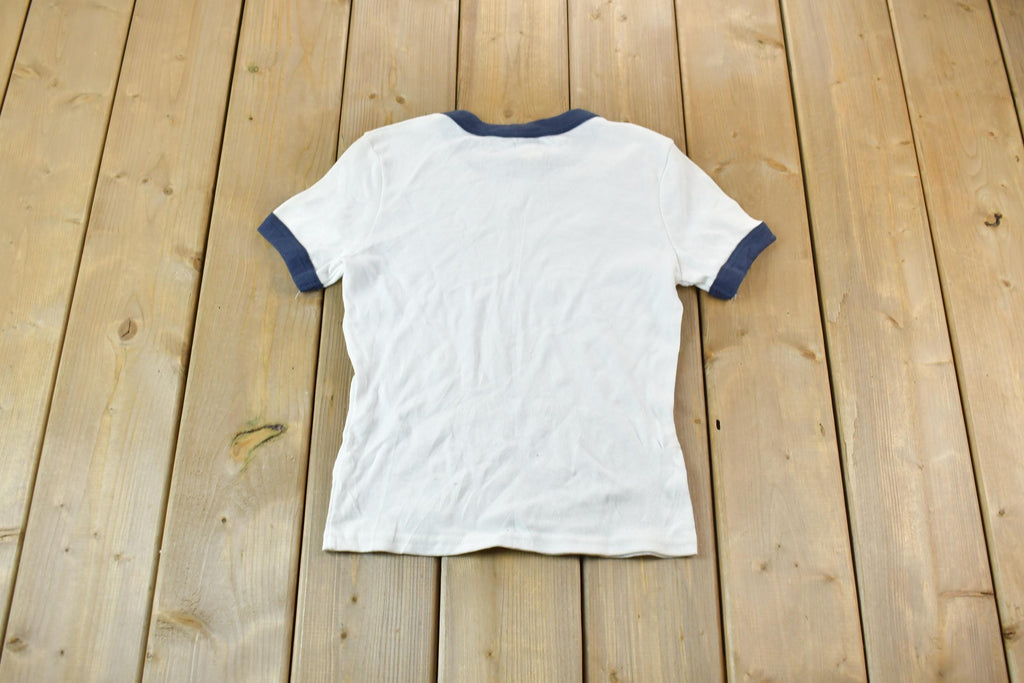 Vintage 1990s Skate Punk Puppy White and Navy Women's Graphic T-Shirt