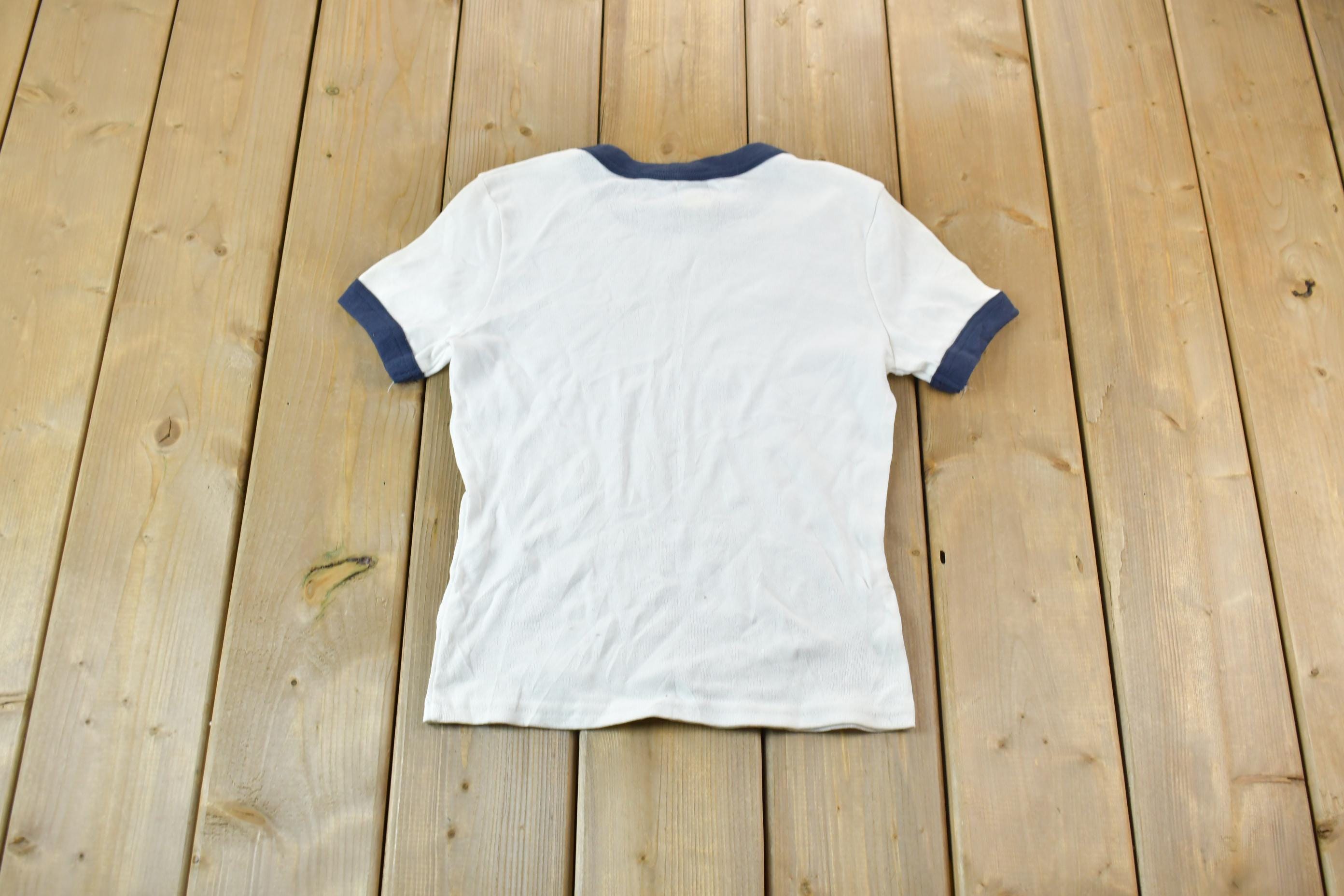 Vintage 1990s Skate Punk Puppy White and Navy Women's Graphic T-Shirt