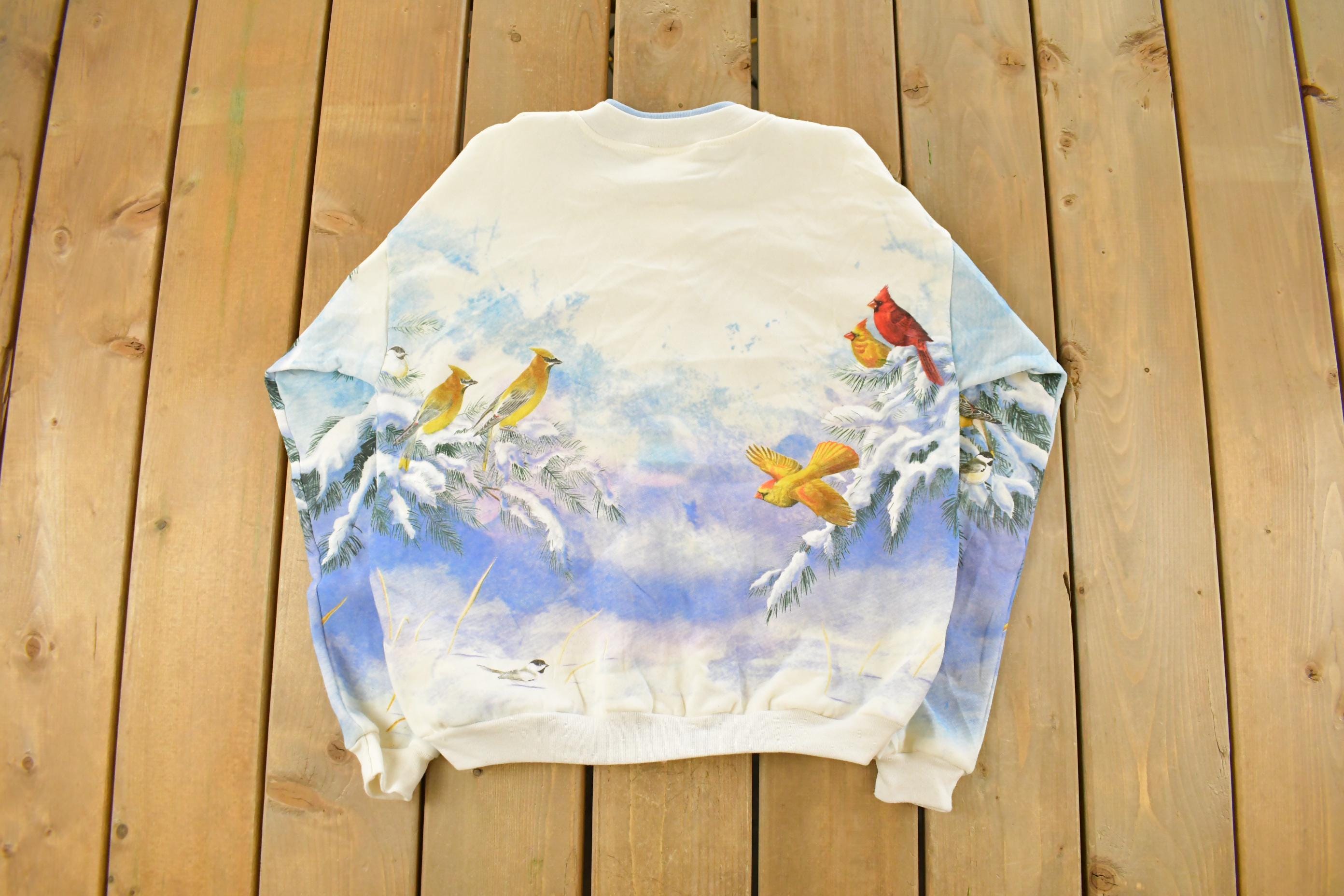 Vintage 1990s Cute Bird Graphic Cardigan Sweatshirt Women's S