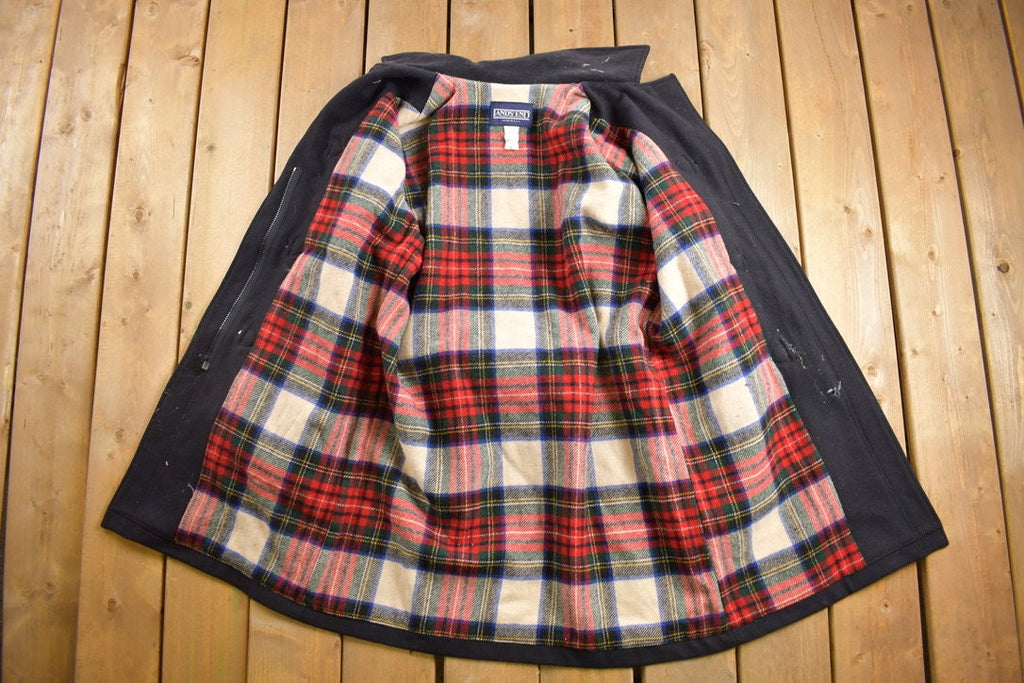 Vintage 1980s Lands End Wool Full Length Over Coat