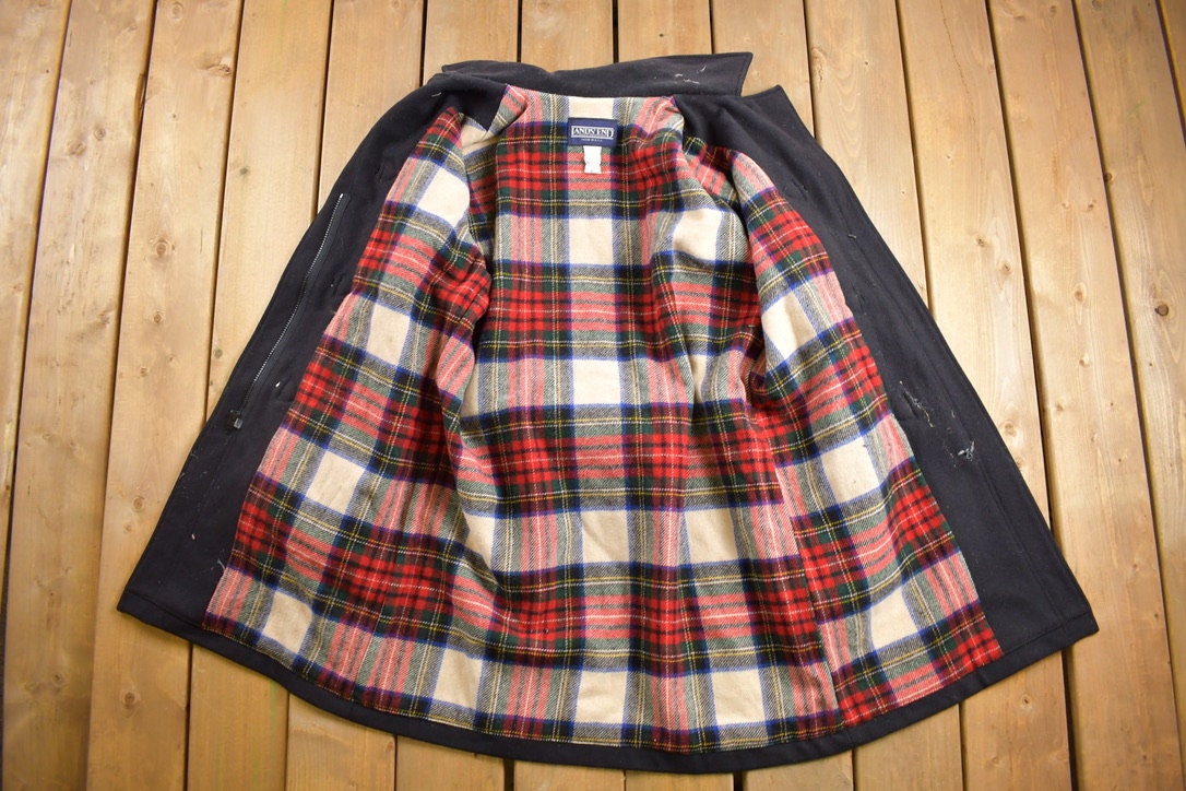 Vintage 1980s Lands End Wool Full Length Over Coat