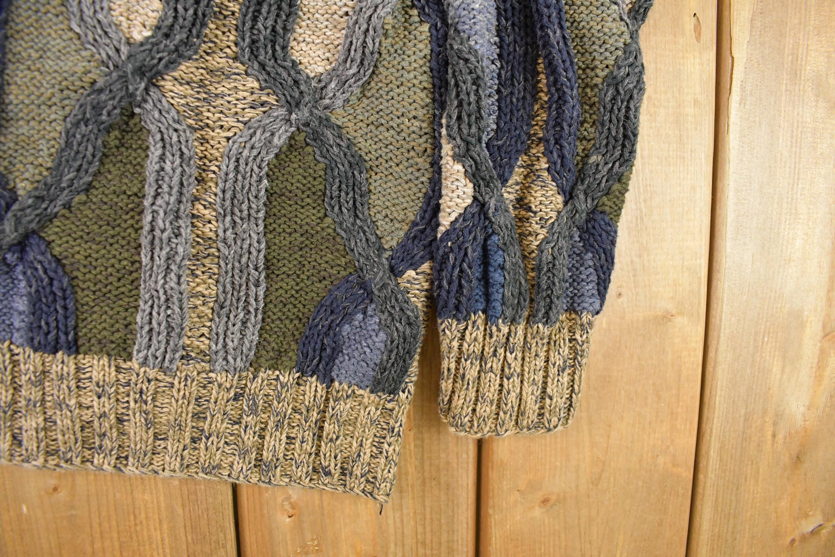 Vintage 1990s Northern Isles 3D Knit Abstract Pattern Crewneck Sweater Men's L