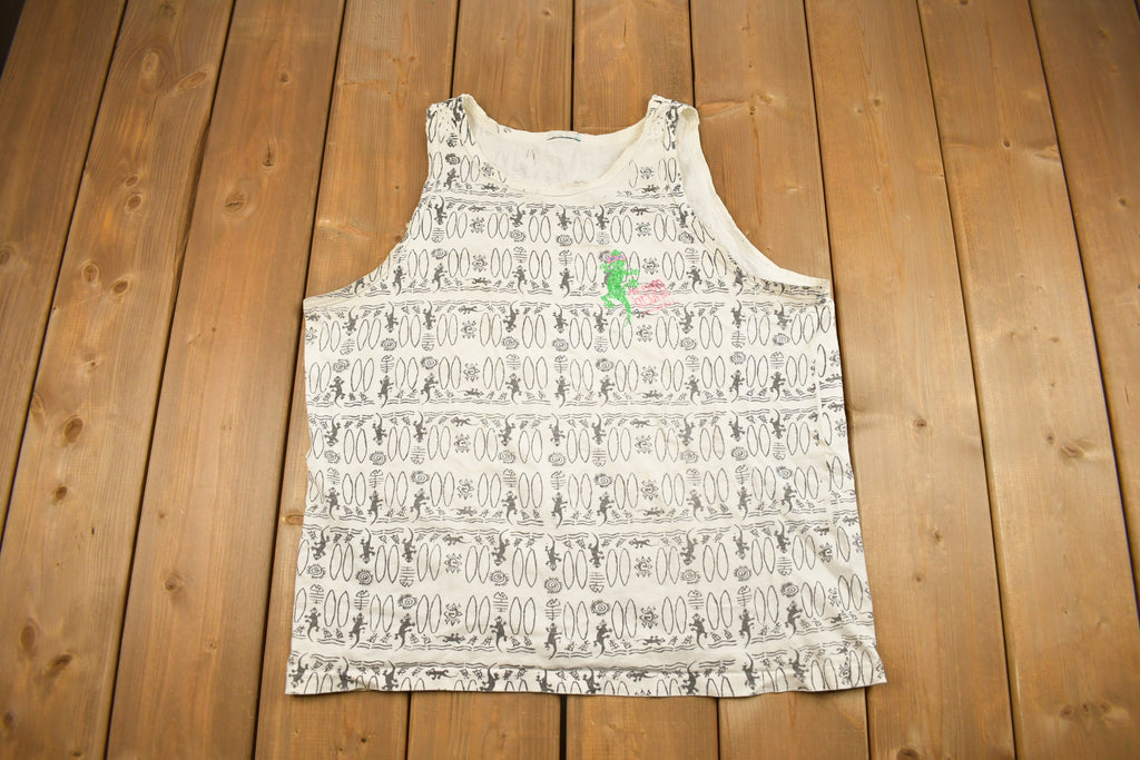 Vintage 1990s Gecko Hawaii All Over Print Souvenir Tank Top