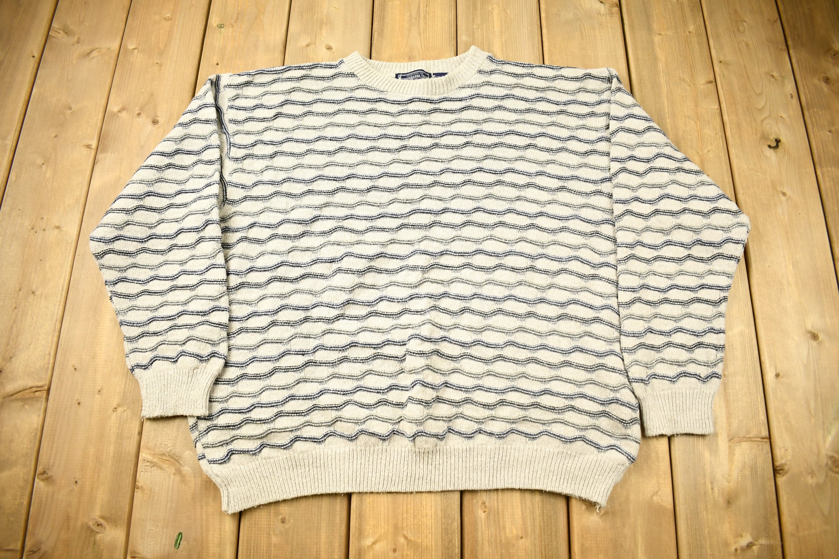 Vintage 1990s Susquehanna Trail 3D Cable Knit Crewneck Sweater