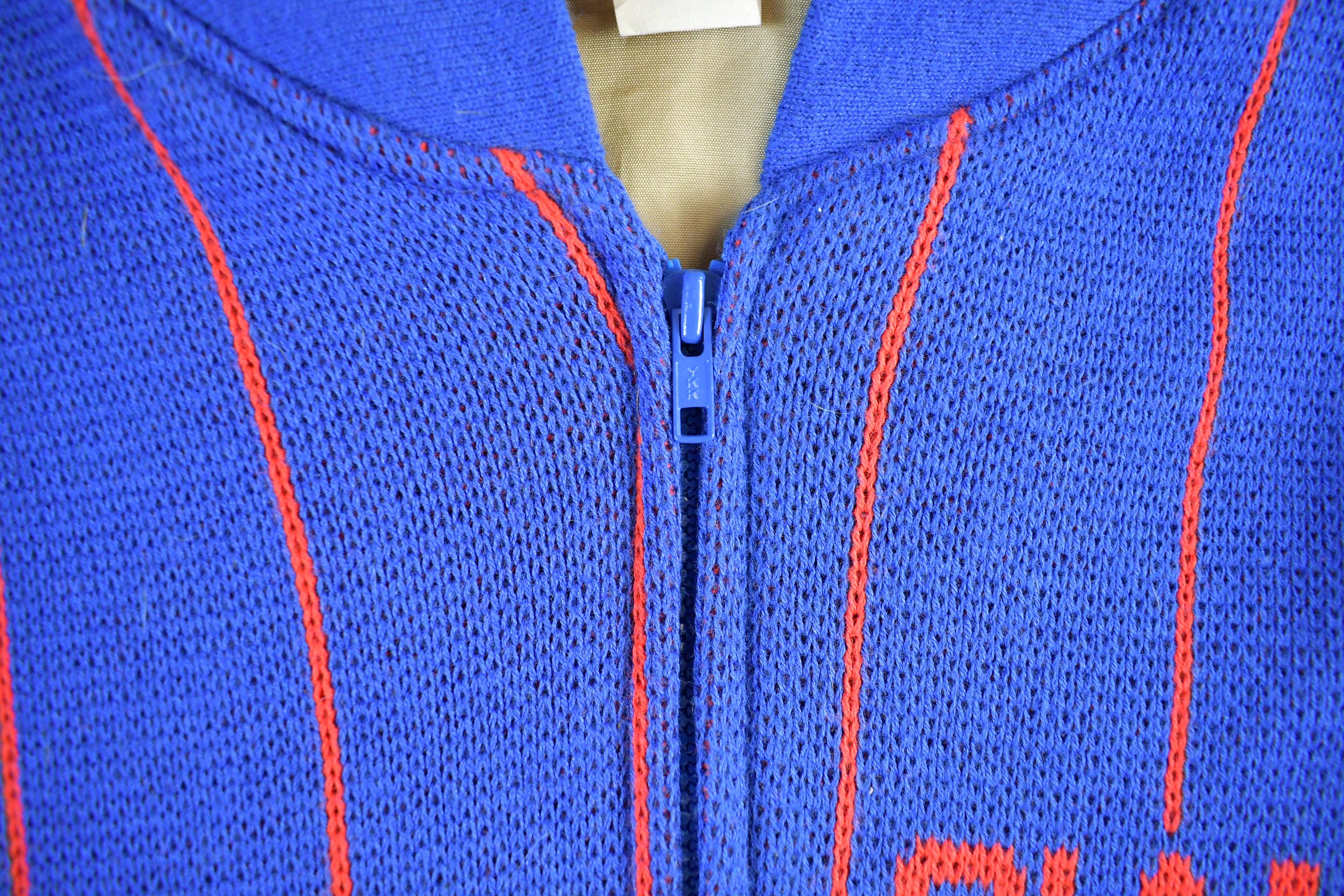 Vintage 1980s New York Giants NFL Cliff Engle Knit Full Zip Sweater Jacket Men's Medium