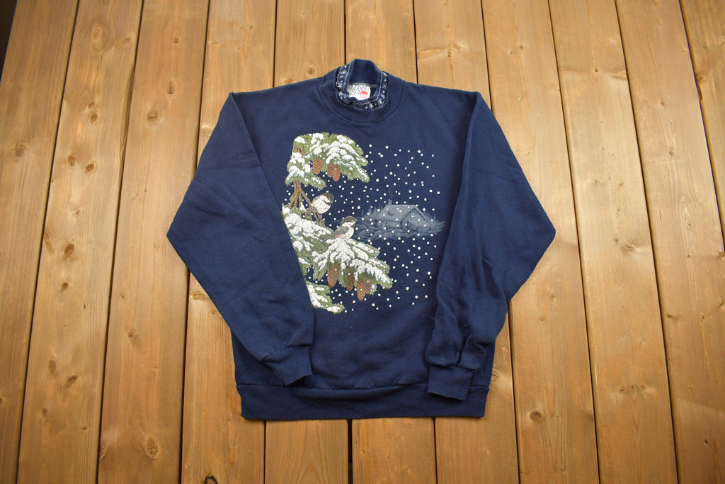 Vintage 1990s Winter Birds Crewneck Sweatshirt