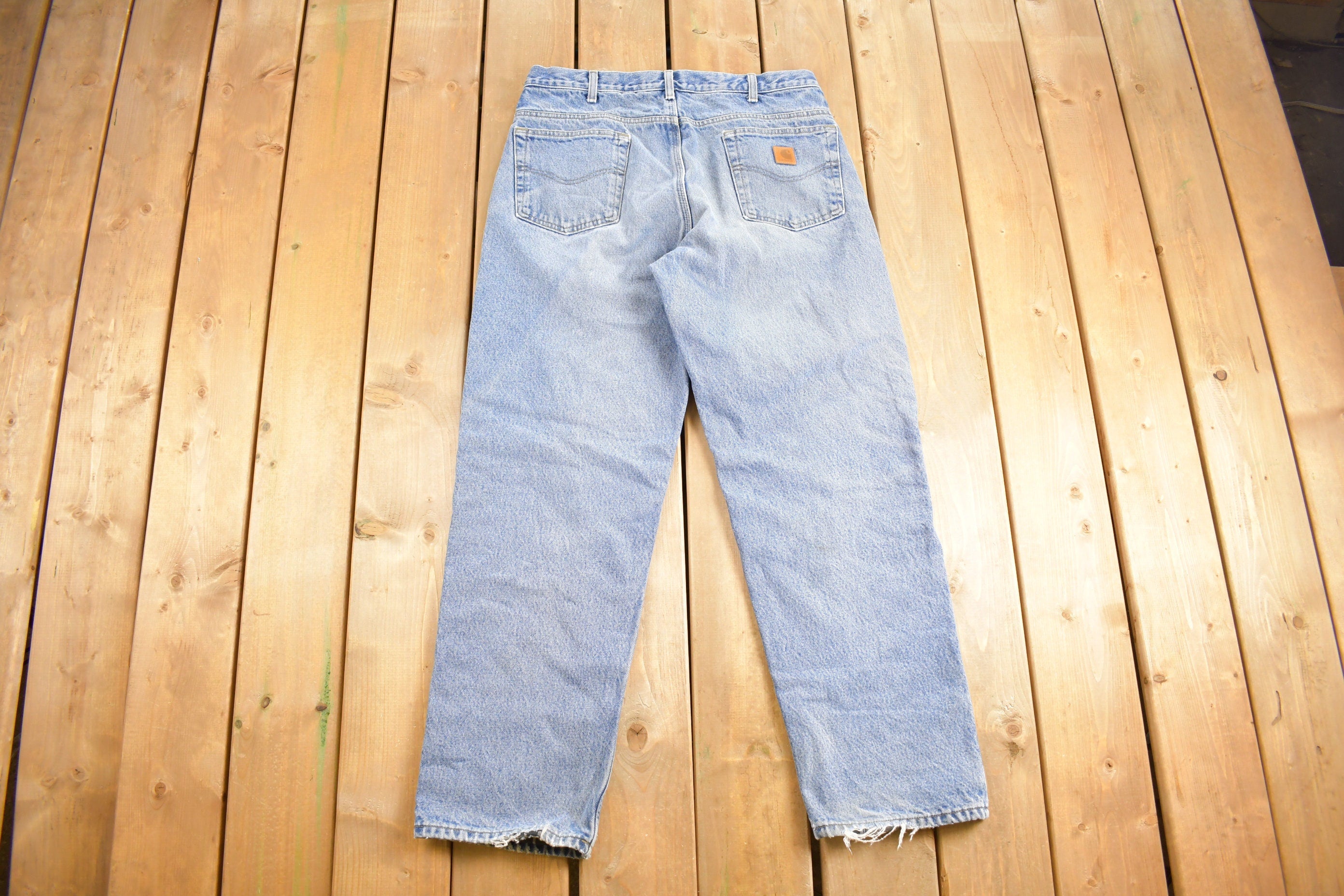 Vintage 1990s Carhartt Plaid Lined Work Jeans Size 35 x 30.5