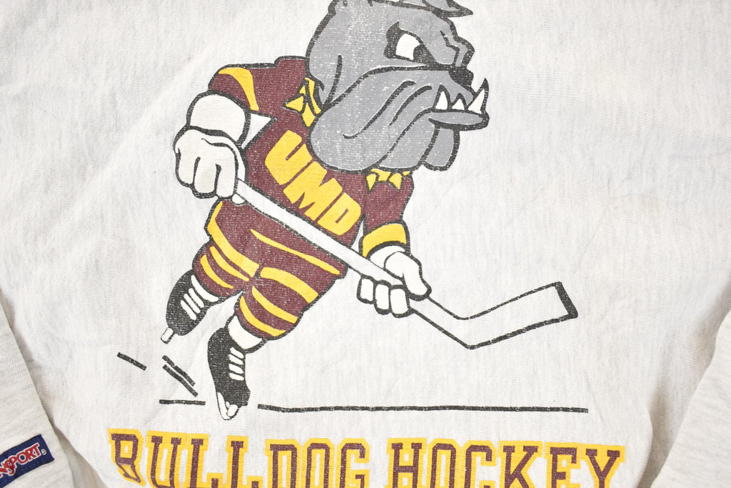 Vintage 1990s Minnesota Bulldog Hockey Cartoon Graphic Print Crewneck Sweatshirt Men's M