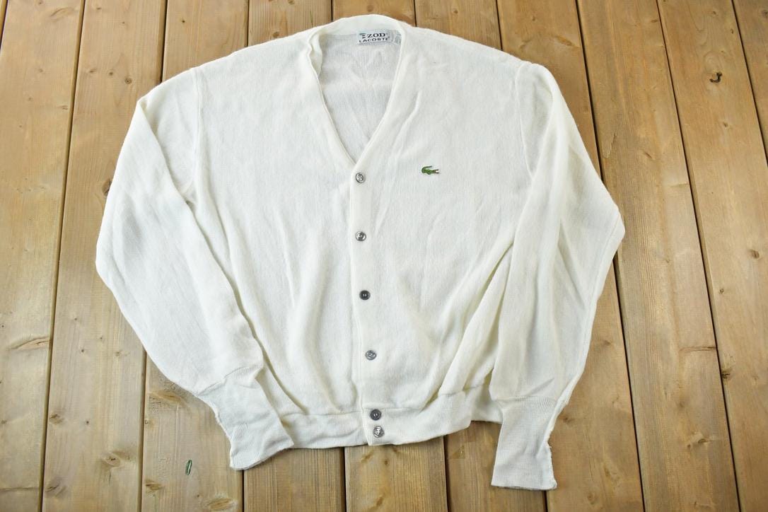 Vintage 1970s Izod Lacoste Knit Perfect Mild Distress Cardigan Sweater Made In USA