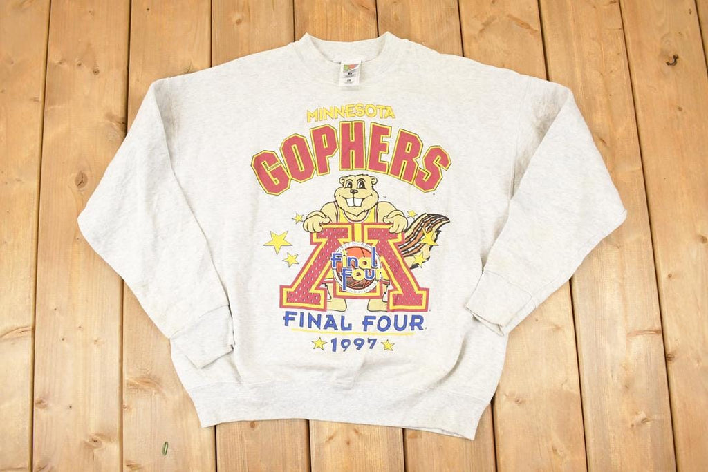 Vintage 1997 Minnesota Gophers Final Four Cartoon University Crewneck Sweater Men's L