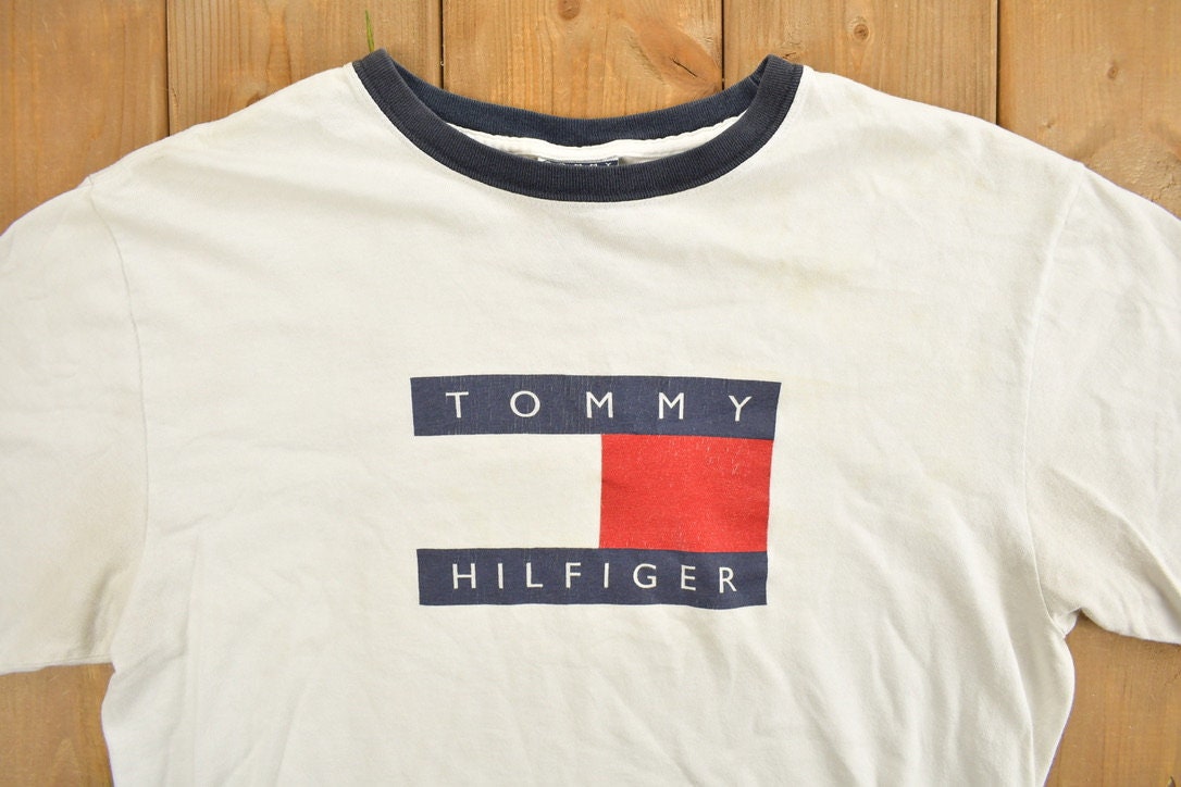 Vintage 1990s Tommy Hilfiger Big Flag Graphic T Shirt