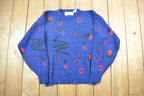 Vintage 1990s Helium Blue Abstract Pattern Knit Crewneck Sweater