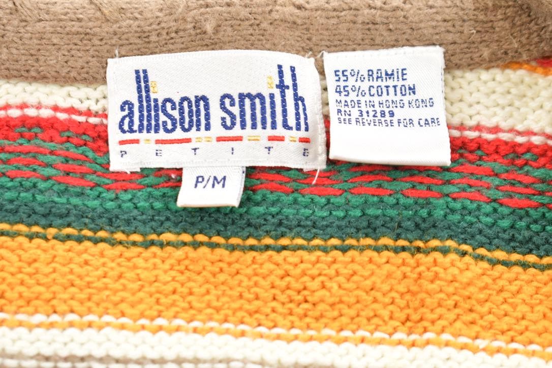 Vintage 1990s Allison Smith Knit Sleeveless Cardigan Sweater