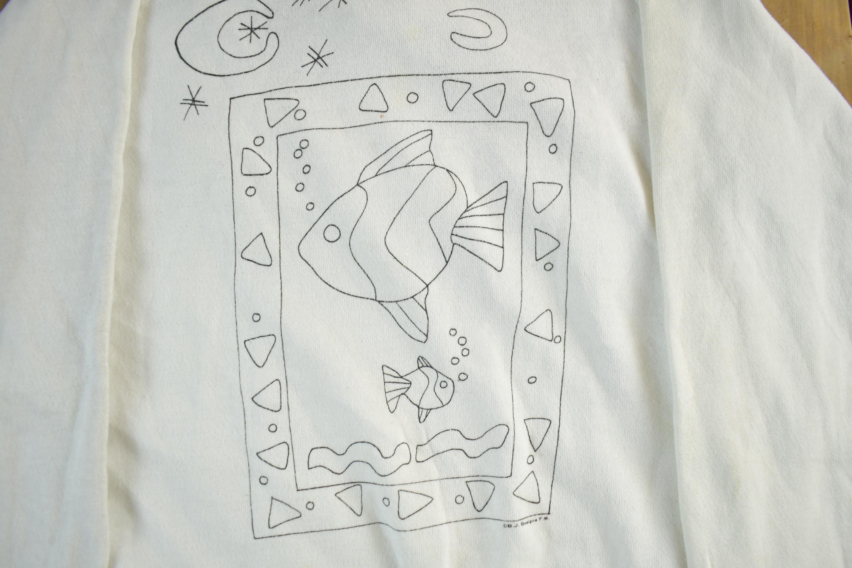 Vintage 1990s Fish Art Crewneck Sweatshirt Mens XL