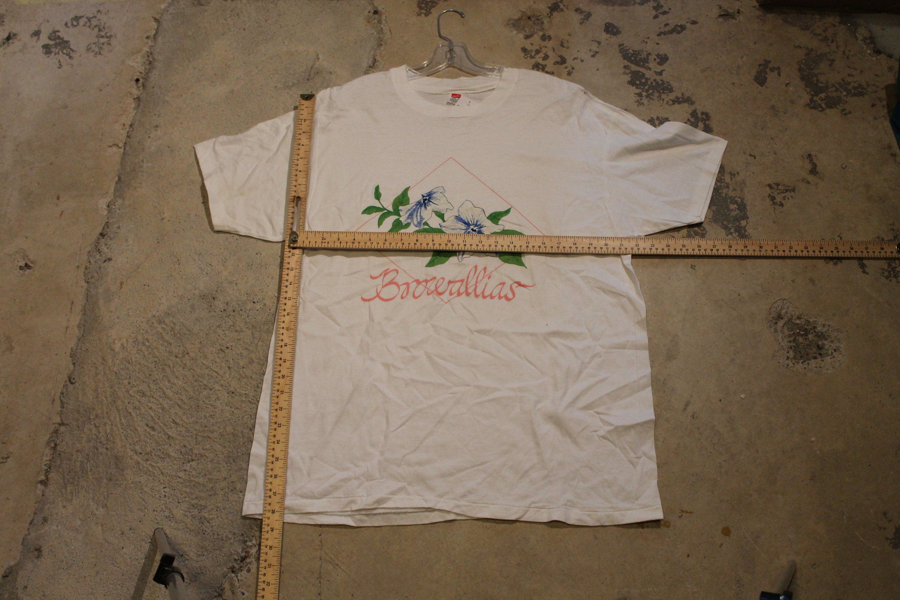 Vintage 1980s Browallia Flower Graphic T Shirt
