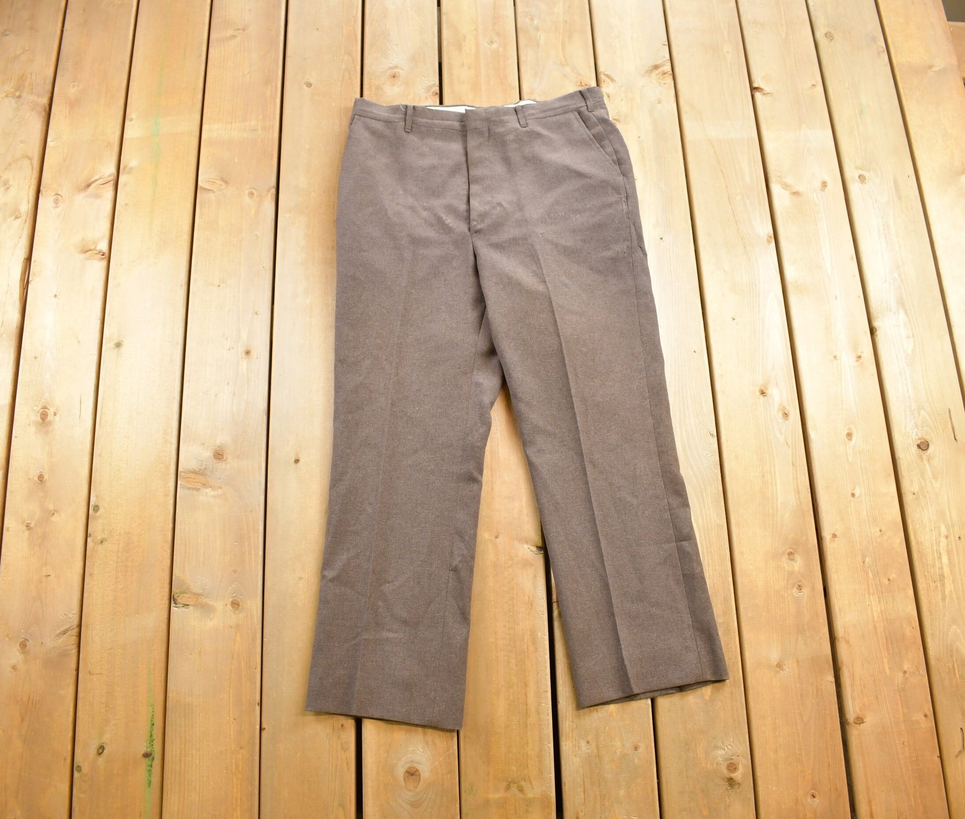 Vintage 1960's Brown Wool Trousers Size 36x28  1960s Wool Pants  Streetwear  True Vintage  Vintage Workwear  Wool Pants