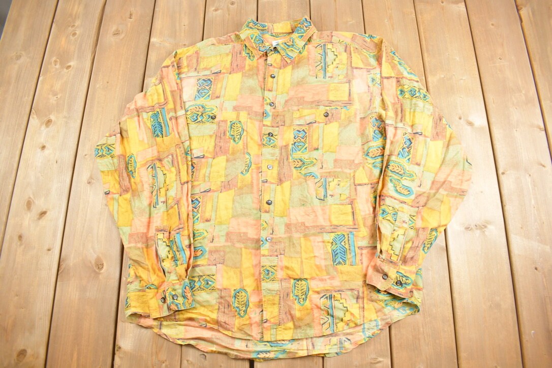 Vintage 1980s Tussah Silk Button Up Shirt